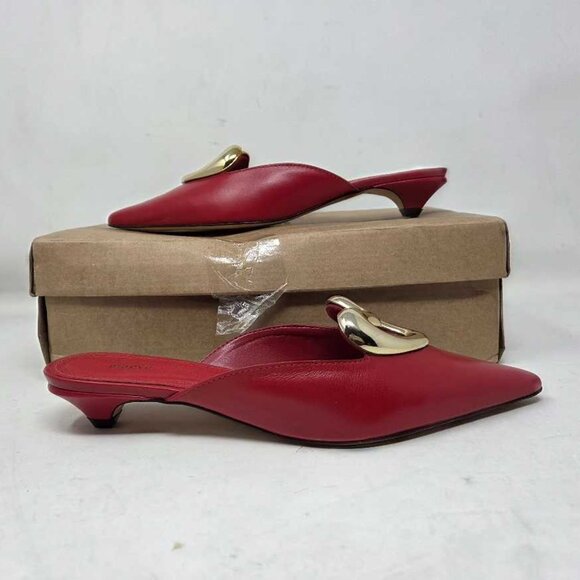 Women's US 6.5-7 / EU 37 Maeve x Anthropologie red heart mules kitten heels - Picture 1 of 10